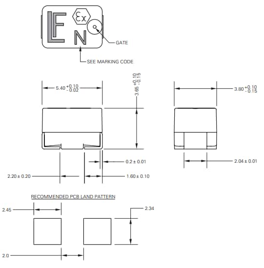 Mechanical Drawing - Littelfuse 308 Series Surface Mount Fuses